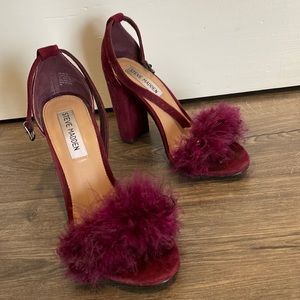 Steve Madden Carabu Burgundy Suede Leather Feather Heels